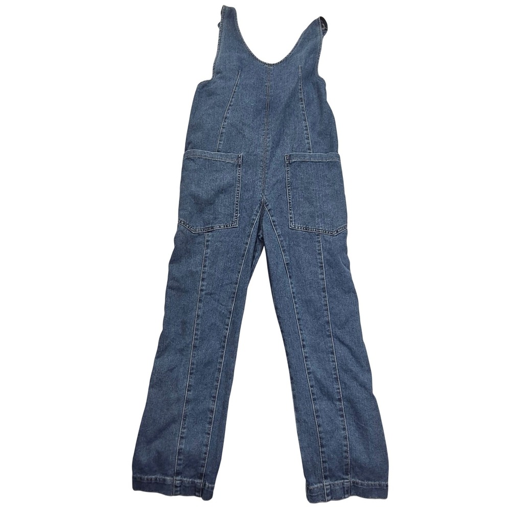 Happily Grey Straight Leg Jean Overalls with Patch Pockets Womens Medium Baggy